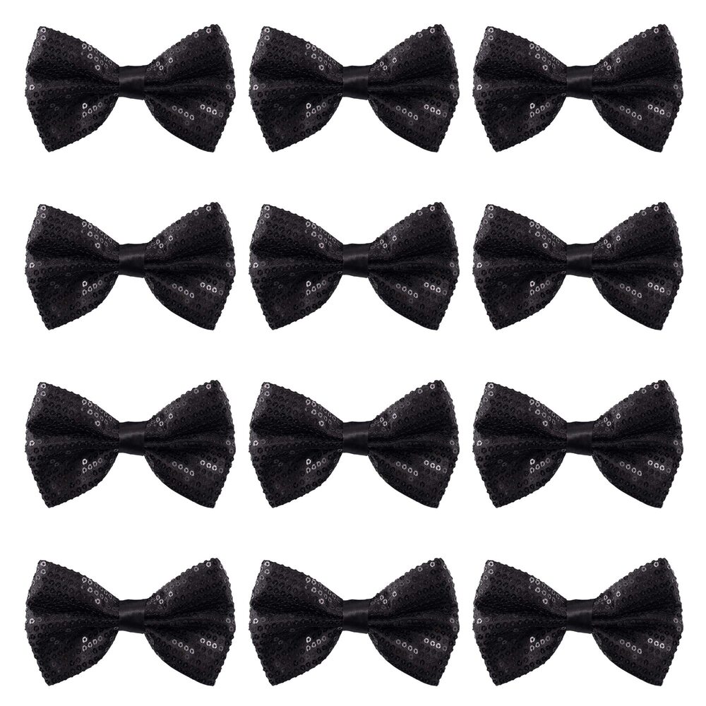 2608 Bowtie - Sequin - Black - 12pk